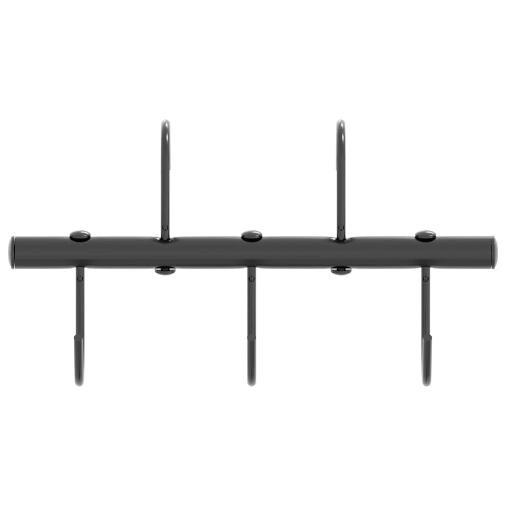 Supporto per briglia nero in acciaio verniciato a polvere con 5 ganci girevoli 36,5 x 6,5 x 17,5 cm per riporre bride, sella, redini e accessori per cavalli per stalla e pista da equitazione