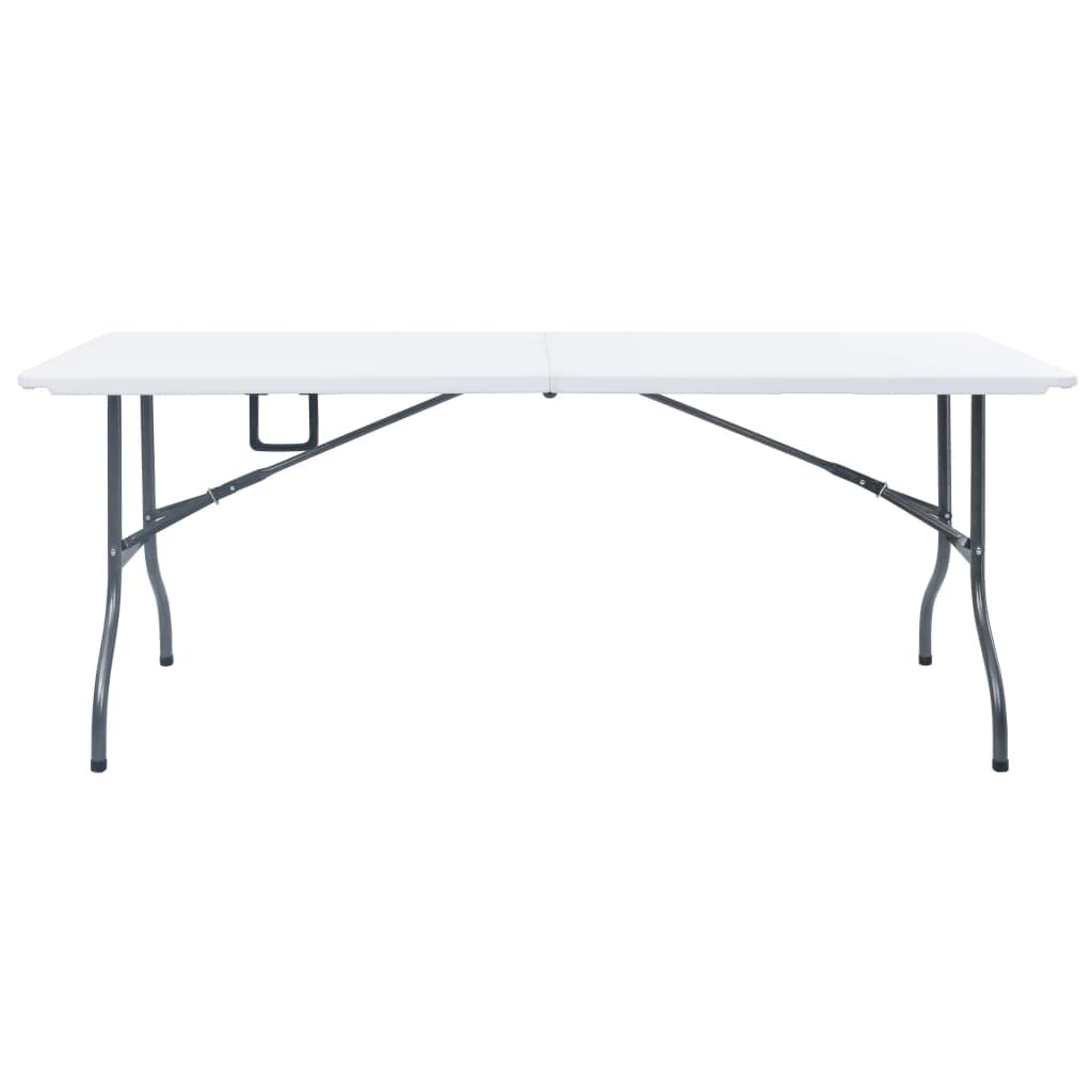vidaXL Tavolo Giardino Pieghevole 2 Panche 180cm Acciaio e HDPE Bianco