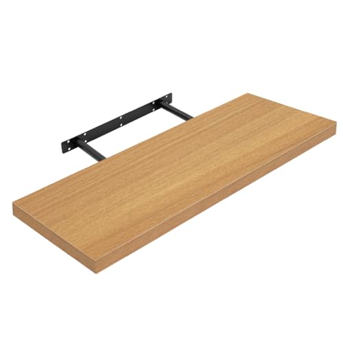 Anika Floating Shelf / 3 Separate Sizes & 4 Colour Options / 3.8cm Thick Hollowboard/Bedroom/Kitchen/Living Room/Office (Oak, 80cm)