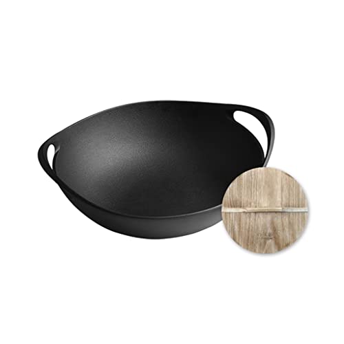 Wok sin recubrimiento de hierro fundido con mango desmontable