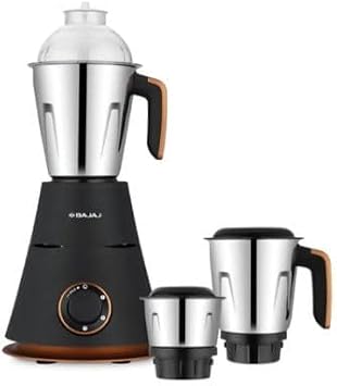 Bajaj Ninja Virtue Indian Mixer Grinder 750 Watts|3 Stainless Steel Jars for Versatile |Robust Motor Noise level High |Free International Adaptor|