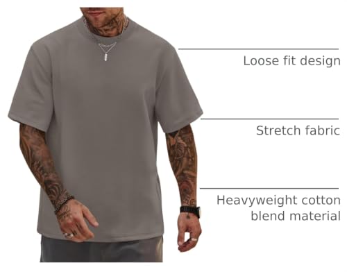Image of Herberton Mens Oversized T-Shirts Heavyweight Cotton Stretch Fashion Thick Tee Tops (S-3XL)