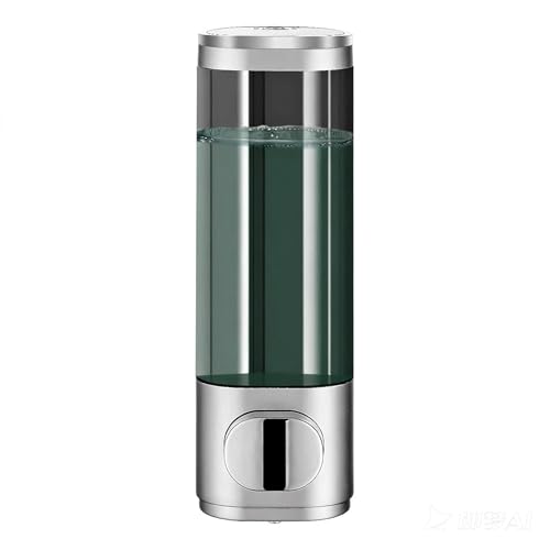 Silver Manual Bathroom Wall Mounted Soap Dispenser, 10oz/300ml Single Bathroom Shampoo and Conditioner Dispenser, Clear Plastic Refillable Liquid Lotion Pump Dispenser and Organizer