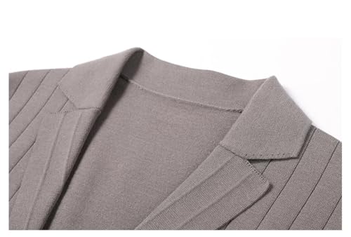 Men Casual Slim Fit Classic Stripe Buttons Suit Knitted Cardigan Jacket Blazer3