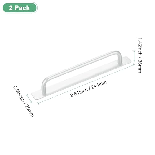 Image of M METERXITY 2-Pack Self Stick Barn Door Handles, 9.61Inch /244mm Length Aluminium Alloy Gate Handle with Double Sided Tape for Bathroom /Wardrobe /Closet, Sliding Door Handle with Plate [Silver]