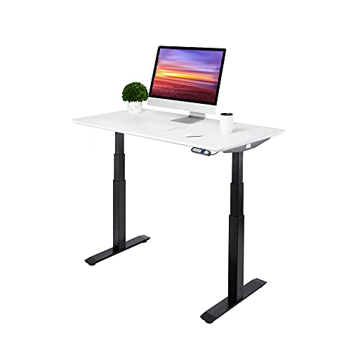 Image of Seville Classics AIRLIFT Pro S3 54 inch Solid-Top Commercial-Grade Electric Adjustable Standing Desk (51.4 inch Max Height) Table - Black /White