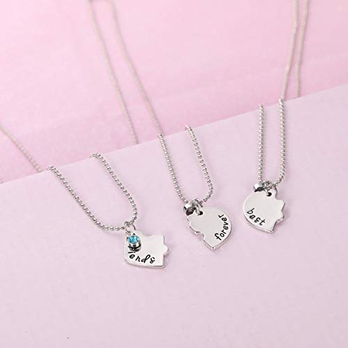 Colar Abofan Best com pingente de amizade conjunto de colares de strass com pingente de três divisõe