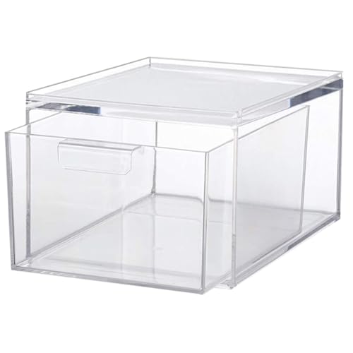 CATIEBYE Caja de Almacenamiento Cajón de Plástico Transparente, Diseño Apilable y Estilo Cajonera, Adecuado para Organizar Joyas y Manualidades en Escritorio o Casa