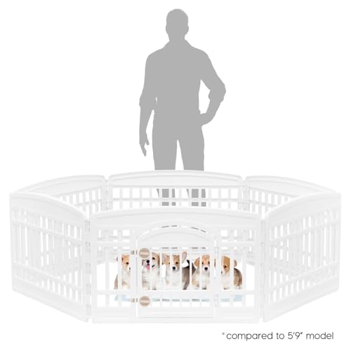 IRIS USA 24" 6-Panel Dog Playpen with Door, 61 x 61 x 24, Puppy Playpen, Dog Play Pen Indoors, Pet Fence, Puppies/Small Dogs, White - Image 3