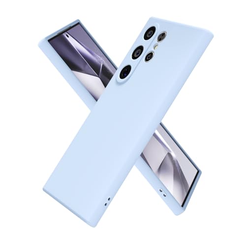 oakxco for Samsung Galaxy S24 Ultra Case Silicone, Ultra Slim Thin Phone Case for Women Girls, Plain Solid Color Minimalist Aesthetic Cute Girly Design, Soft Rubber Gel with Camera Cover, Light Blue