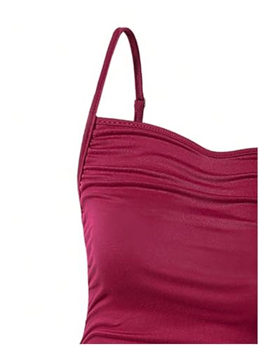 Milumia Girl's Ruched Spaghetti Strap Dress Solid Basic Fishtail Long Dresses4