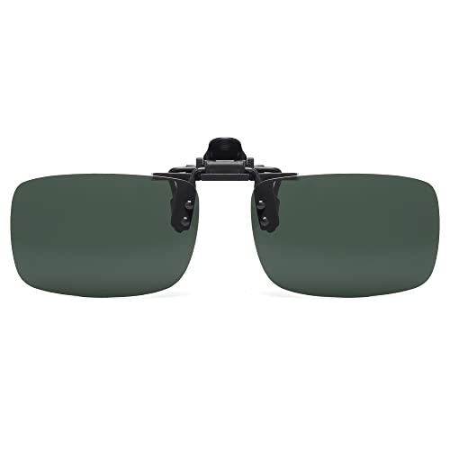 JM Polarized Clip on Sunglasses Frameless Flip Up Lens for Prescription Glasses Green