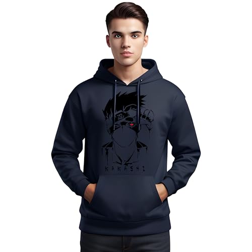 Image of Khakey Hoodie for Mens | Anime Naruto Kakhashi Face Printed Trendy Stylish Hoodies for Men | Best Winter Wear Sweatshirt with Hood