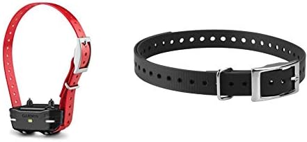 Garmin PT10 Dog Device Red Collar (Pro 70/Pro 550) Bundle with Garmin 3/4-Inch Black Collar Strap for Garmin Delta Series