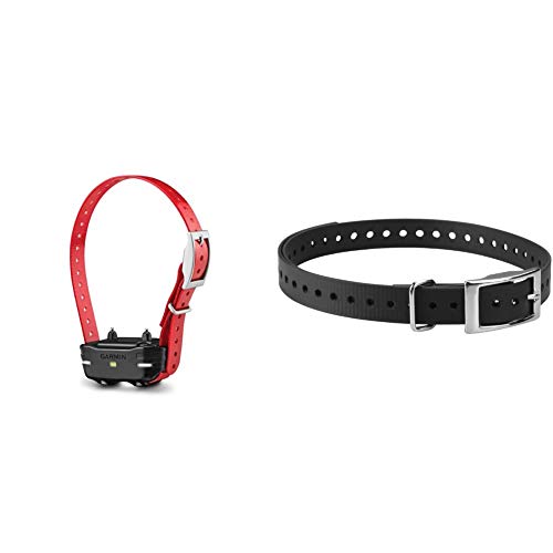 Garmin Pt10 Dog Device Red Collar (Pro 70/Pro 550) Bundle With Garmin 3/4-Inch Black Collar Strap For Garmin Delta Series #TOP23