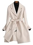 【MATERIAL】 100%Wolle. MakeYown Frauen Doppelseitiger Kaschmirmantel Frauen Mit Mittlerer Länge Schlanker Mode-Wollmantel,Beige,S