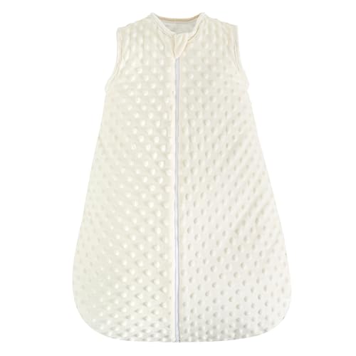 Image of PHF Baby Sleep Sack 2.5 TOG with Plush Minky Dot, 6-12 Months Winter Baby Wearable Blanket with 2-Way Zipper, Warm Comfy Quilted Cotton Sleeping Bags, 3-Layers Design Sleep Sack, Medium Size, Cream