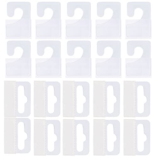 Jomevia Clear Self Adhesive Hang Tabs Hooks Plastic Display Hand Tabs Slot Hole J-Hook Folding Tab for Store Retail Display(200 Pieces, 2 Styles)