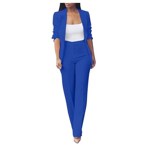 Vestito Cerimonia Donna Taglie Forti Set Due Pezzi Eleganti Manica Lunga Tailleur Da Lavoro Casual Oversize Complete Ufficio Giacche E Pantalone Completo Da Cerimonia Comoda Per Matrimoni E Feste