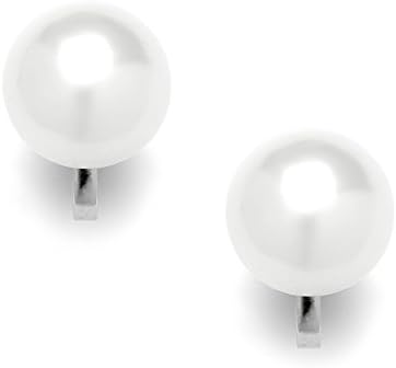 Mariell White Freshwater Pearl Stud Clip On Earring for Women, 9mm, Non-Pierced Earring Birthday Gift