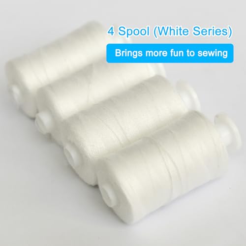 Hilo de coser 4 carretes de poliéster blanco 250 yardas miniatura 3