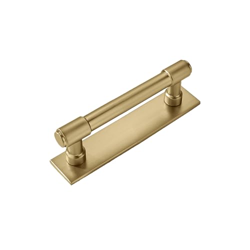 khtumeware 5 Pack 3 Inch(76 mm) Center to Center Champagne Bronze Cabinet Pull Backplate with Base Plate Zinc Solid Satin Brass Kitchen Cabinet Handles Drawer Pulls Cabinet Hardware