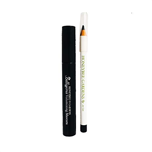 Honeybee Gardens Bellissima Volumizing Mascara + Effortless Eye Liner Duo | Vegan, Gluten Free, Cruelty Free, Natural (black)