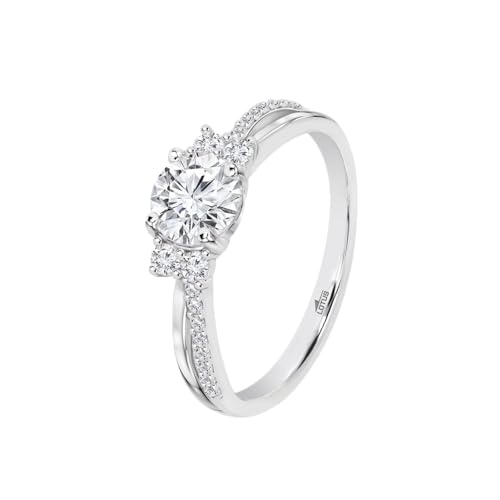 LOTUS SILVER Anillo Plata Mujer Plata de Ley 925 - Diseño Ergonómico y Ajuste LP3786-3/114 - Ideal para Compromiso - Pedida - Alianza - Promesa - con Circonita - Anillos Mujer