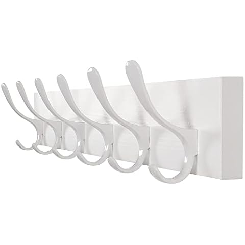 SKOLOO Perchero de Pared de Madera con 6 Ganchos Blancos Cover
