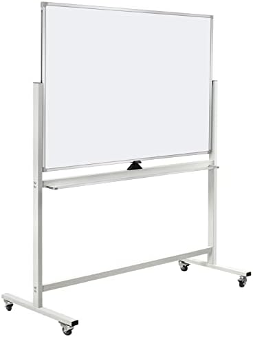 Mobile Whiteboard Magnet Dry Erase Board on Wheels Double-Sided Magnetic Portable Stand Whiteboard- 48"x36" Rolling White Boards with Easy Flip Feature