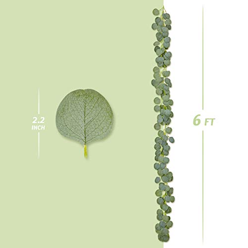 OasisCraft Artificial Vine Eucalyptus Garland 6.5Ft Faux Silk Handmade Eucalyptus Leaves Wreath Greenery Plants for Wedding Backdrop Arch Wall Firework Table Decor - Thumbnail 2