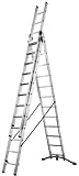 Hailo ProfiLOT.3 - Escalera industrial 3 tramos de aluminio con estabilizador curvo LOT-SYSTEM (3 x 12 peldaos)