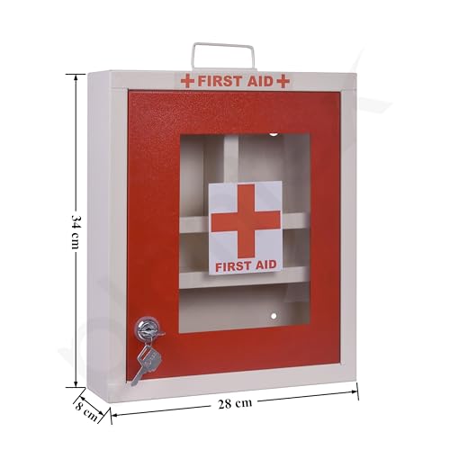 Plantex First Aid Kit Box with Multi Compartment/Emergency Medical Box for Home - School - Office/Medicine Box with Lock & Keys - (Red & Ivory) – GI Steel