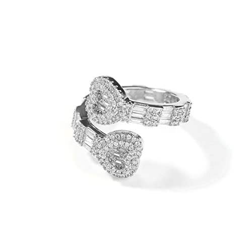 Heart Rings for Women Bling Iced Out Rings Cubic Zirconia Ring Men Women Engagement Wedding Promise Ring for Her Hip Hop Jewelry Size