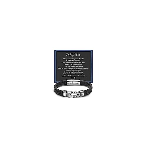 Pulsera de cuero trenzado negra para hombre miniatura 1