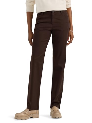 Lee Women's Wrinkle Free Relaxed Fit Straight Leg Pant Espresso 6