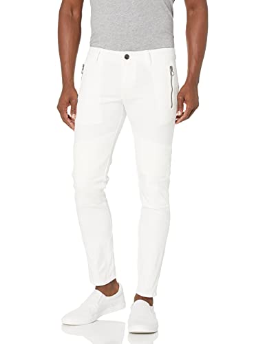 A|X ARMANI EXCHANGE Men's Bull Moto Denim Zipper Trouser Pants, Beige, 34