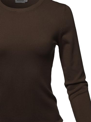 Women's Solid Basic Viscose Nylon Crew Neck Sweater Top4