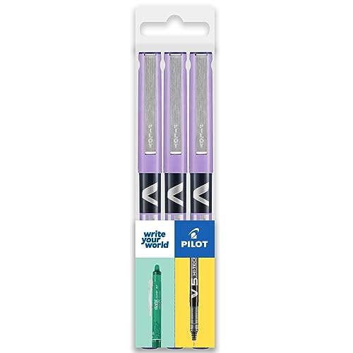 PILOT V5 Hi-Tecpoint Rollerball Pen - Fine 0.5mm Nib - In Envelope Gift Packaging - Pack of 3 (Violet), 3 count (Pack of 1)