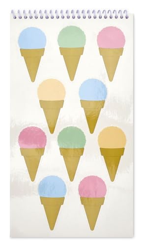 Image of iscream Fold and Send Girls Stationery Card Pad with Seals - Tasty Scoops | 40 Pack, Cute Design, Spiral Bound, Large 10.5 inch x 5.75 inch Cards, Coordinating Sticker Sheets, Fold and Send, Summer Camp Ready