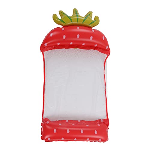 Hamaca Inflable de Agua con Flotador, diseño de Fresa para Piscina, Material de PVC ecológico.