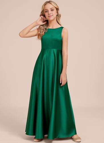 Girls Satin A-line Junior Bridesmaid Dresses Flower Girls Maxi Dresses Formal Party Wedding Gown4