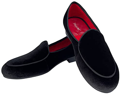 Justar Men's Velvet Belgian Loafers Formal Dress Shoes Slip-On Tuxedo Smoking Slippers Flats2