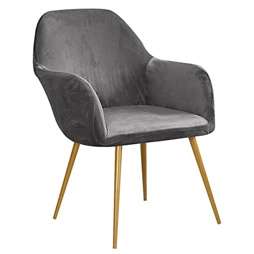 XGANGM Estilo Nordico Fundas para Sillas Comedor Terciopelo con Brazos Cubiertas de Sillas para Comedor Escandinavo Butacas Sillón Fundas Sillas Oficina Cocina Chair Covers,Gris,1PCS Cover