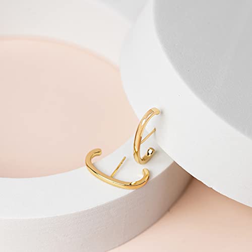 PAVOI 14K Gold Plated 925 Sterling Silver Post Minimalist Suspender Ear Cuff Earrings for Women | Wrap Earlobe Studs4