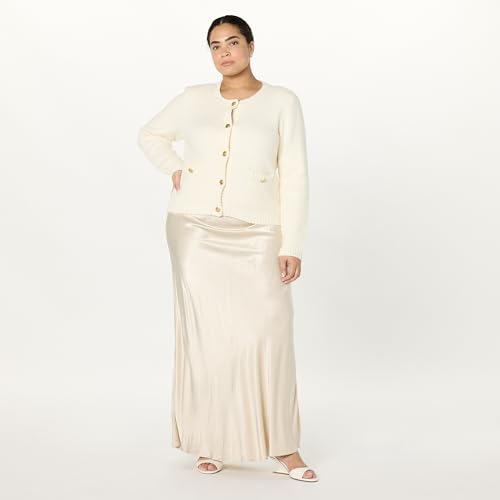 Image of The Drop Womens Janice Gold Button Fitted Sweater Cardigan