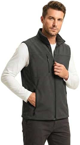 Erkek Yelek Softshell Su Geçirmez Tam Fermuarlı Cepli Normal Kalıp Spor Yelek - Görsel 1