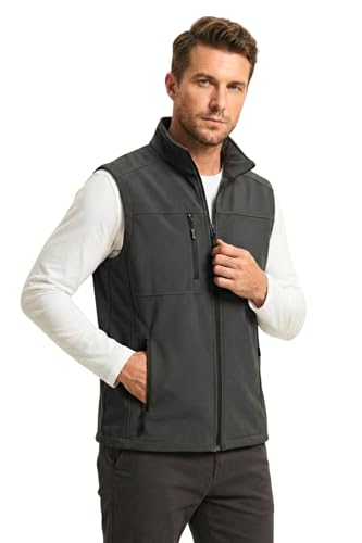 Erkek Yelek Softshell Su Geçirmez Tam Fermuarlı Cepli Normal Kalıp Spor Yelek