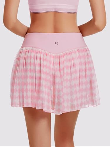Image of Ibeauti Womens Mini Flowy Skort High Waisted Pleated Tennis Golf Skirts Mesh Ruffler Athletic Skirt with Shorts Pockets