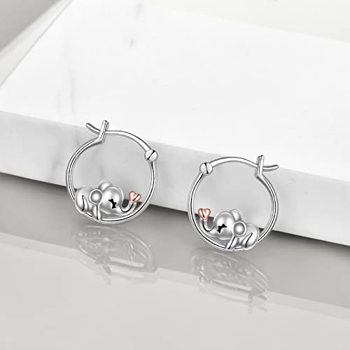 Elephant Hoop Earrings For Girls 925 Sterling Silver Elephant Heart Earrings Cute Animal Jewelry Gifts For Women Girls Daughter #TOP1